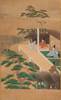 Japansk sexdelad vikskärm, Edo perioden (1603-1868).