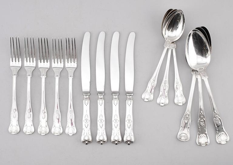 BESTICK, 13 st snarlika delar, silver, CG Hallberg, Stockholm 1884 samt 1960-tal. Total vikt med stålblad ca 728 g.