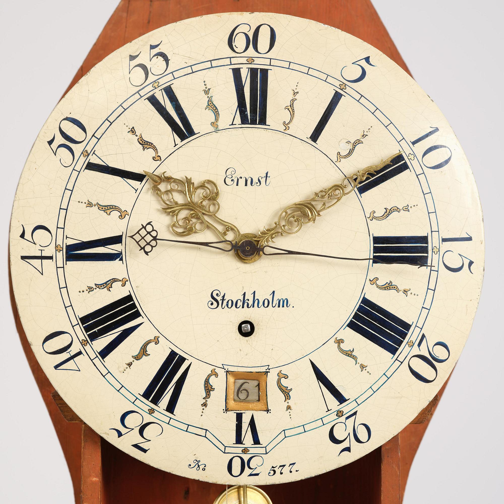 A rococo longcase clock by P. Ernst (watchmaker in Stockholm 1753-84).