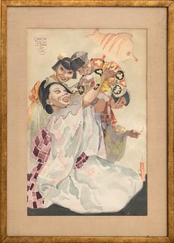 Unidentified artist, two Japonisme motifs, "Chichi Go San".