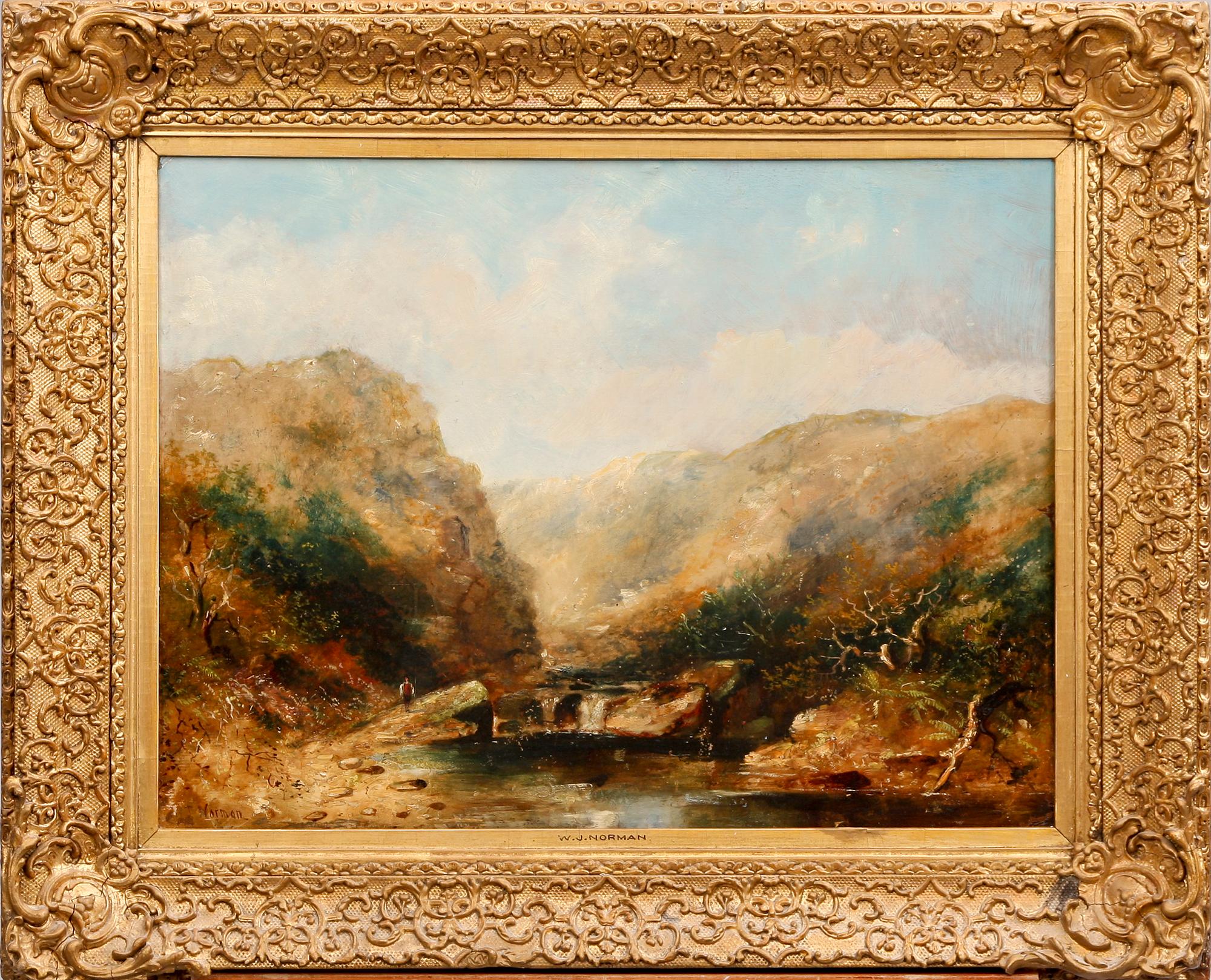 OKÄND KONSTNÄR, olja på pannå, sign W.T Norman. 1800-talets slut.