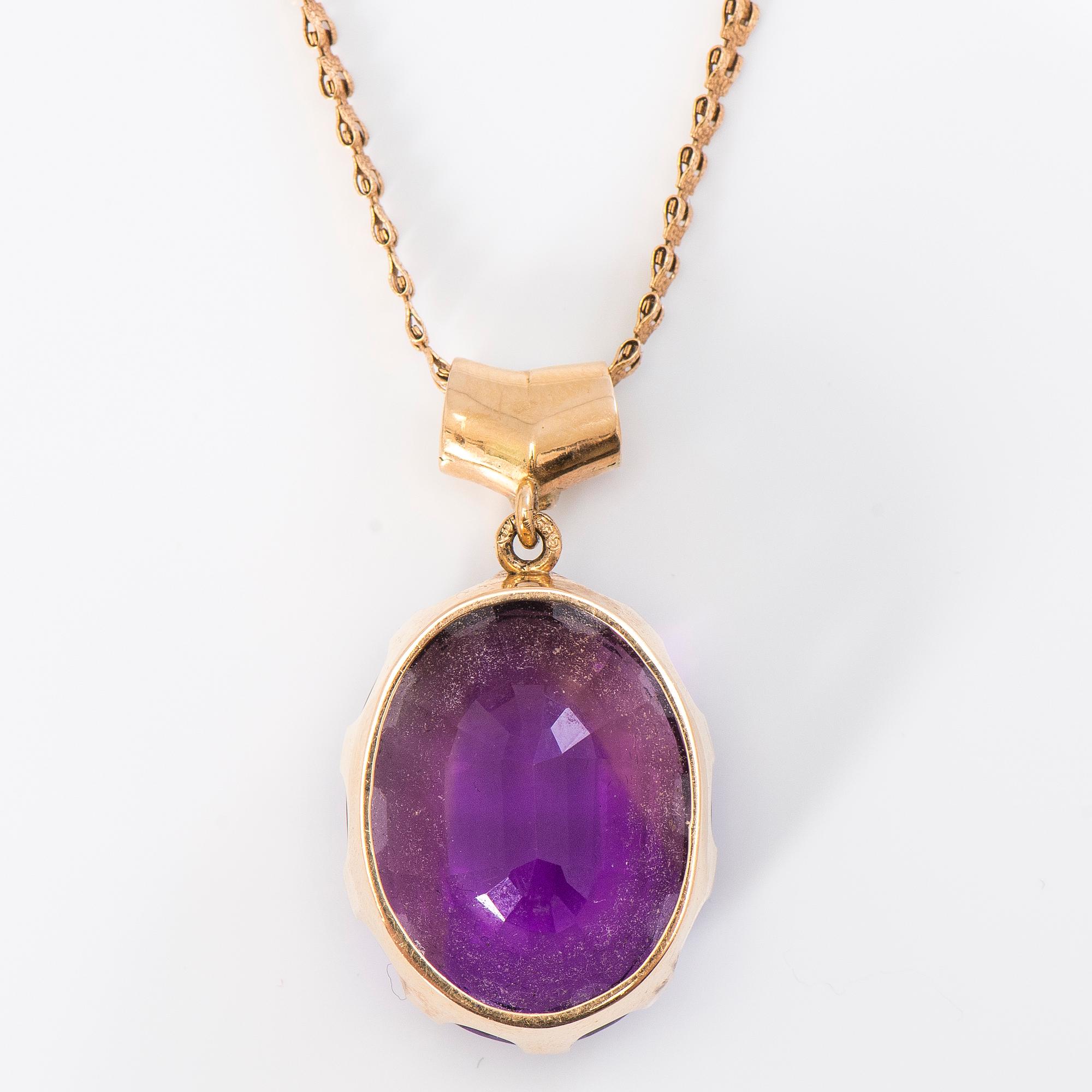 HALSBAND, 14K guld, ametist och diamanter, 1981.