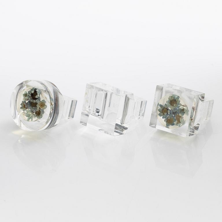 Siv Lagerström, three rings acrylic plastic, 1970s.