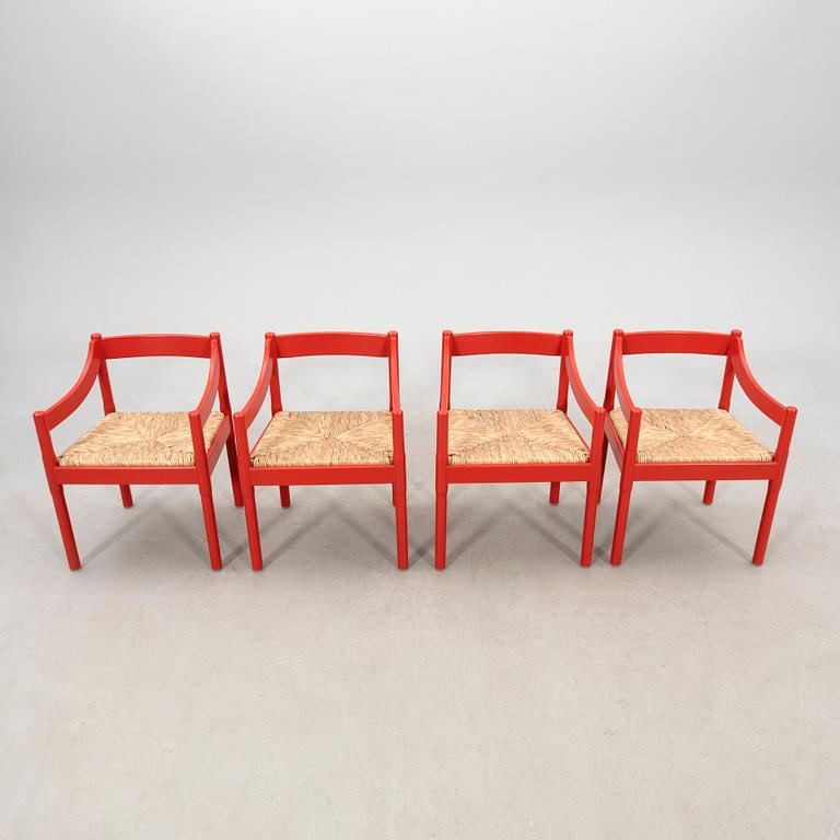 Vico Magistretti, four "Carimate" armchairs by Cassina, Italy, late 20th century.