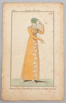 MODEPLANSCHER, 22 st, kolorerade, 1808 & 1809.