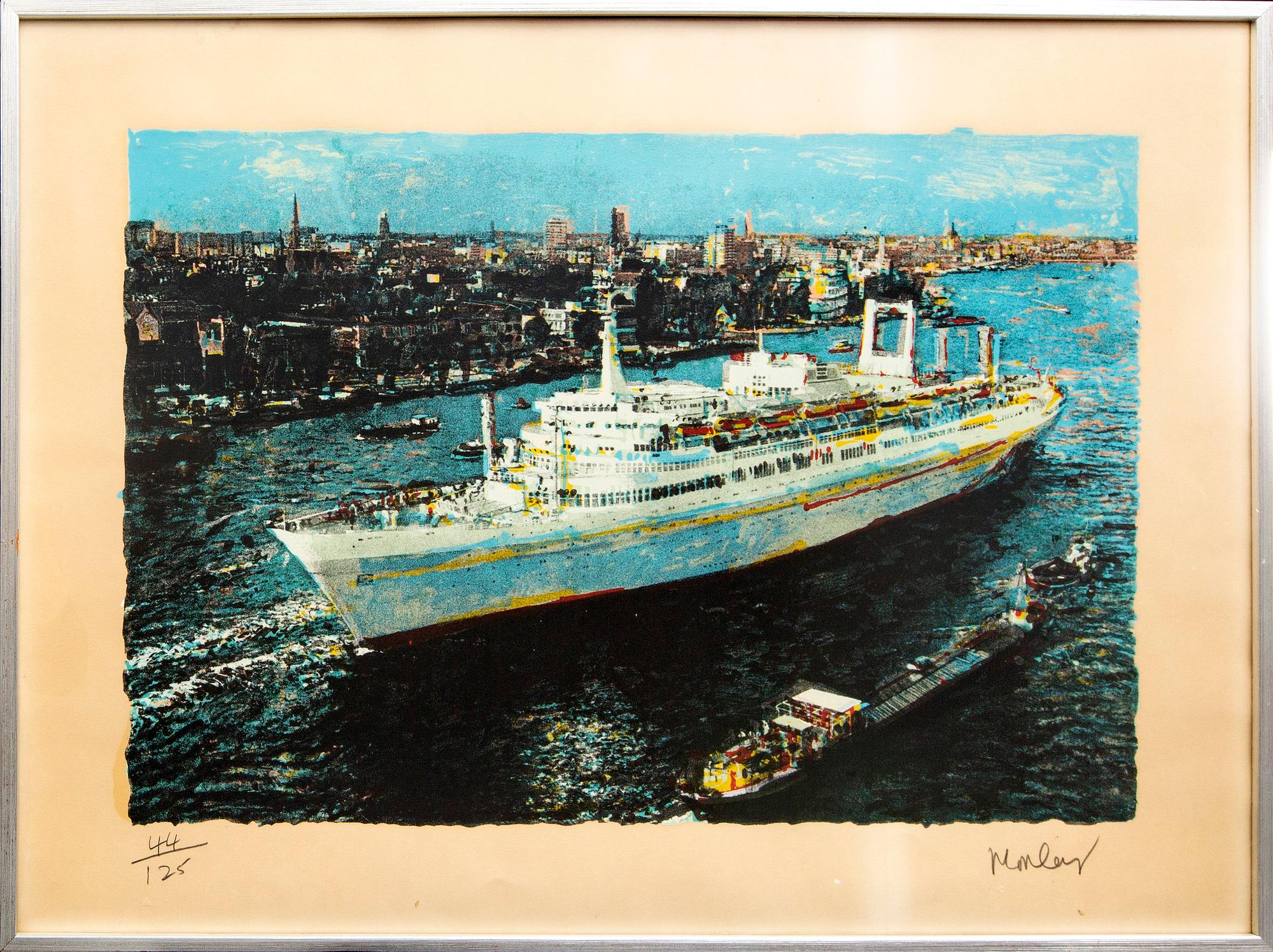 Malcolm Morley, color lithograph, signed and numbered, made in 1972.