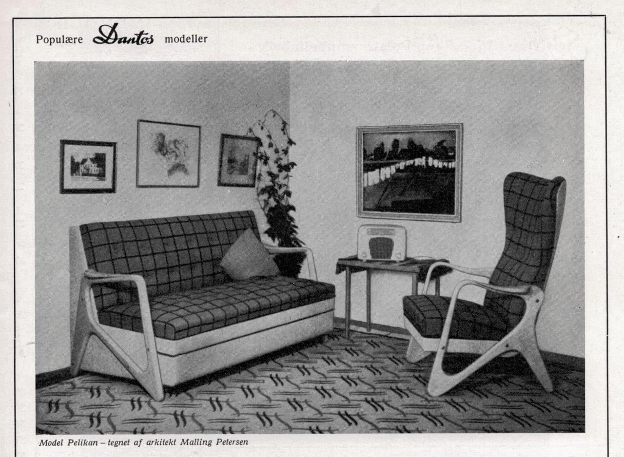 Jens Malling Pedersen, a rare "Pelican" high back easy chair, Dantos, Vejle, Denmark, 1950s.
