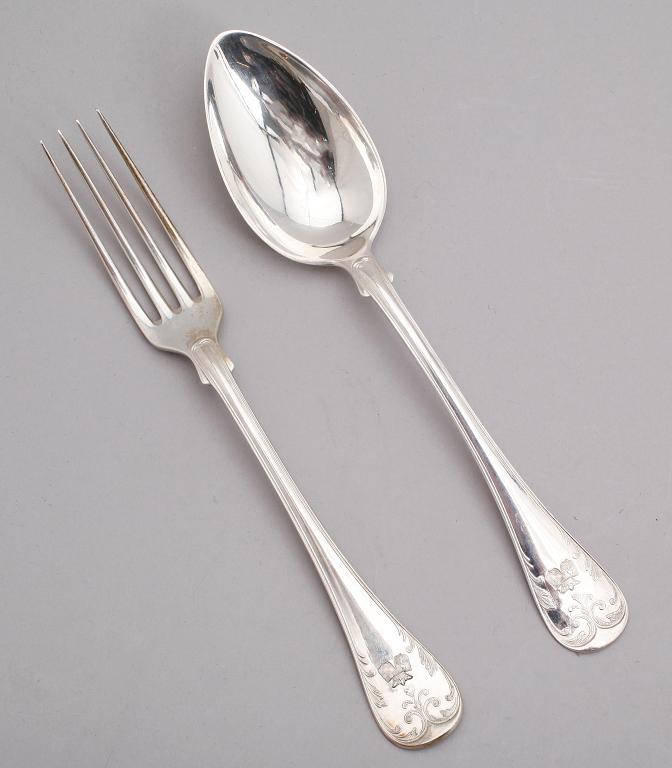 BESTICK, 24 delar, silver, modell franska liljan, GF Hallengren, Stockholm 1920. Vikt ca 1461 gram.