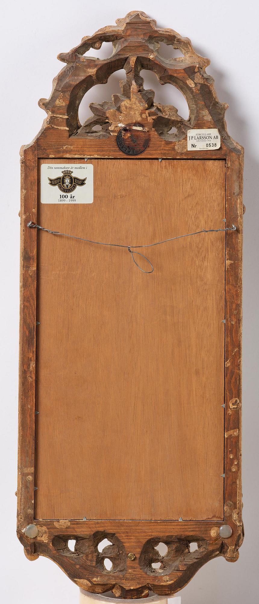 A pair of giltwood one-branch girandole mirrors by JP Larsson.