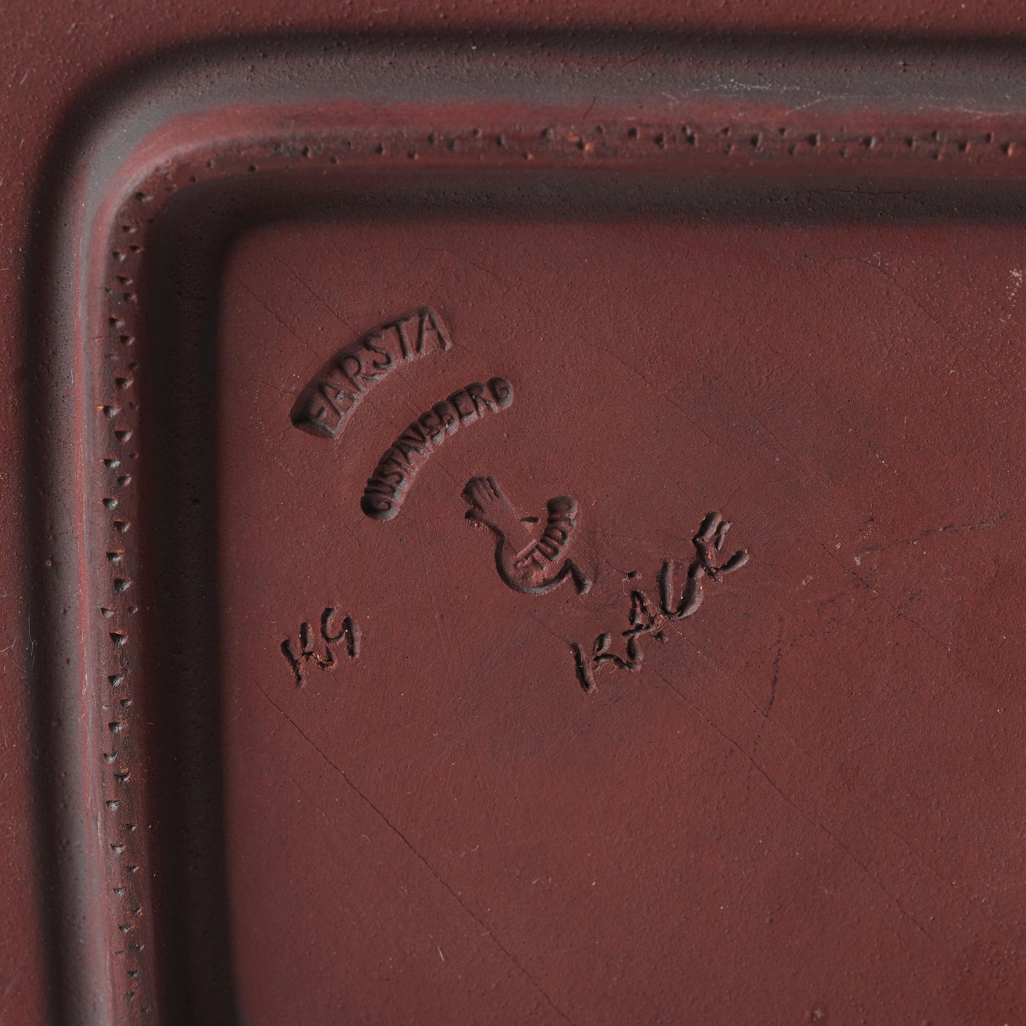 Wilhelm Kåge, a "Farsta" stoneware dish, Gustavsberg studio, Sweden 1960.