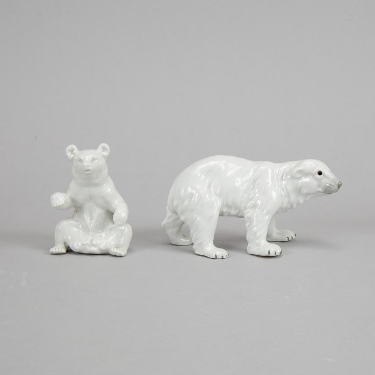 Five German porcelain polar bears.