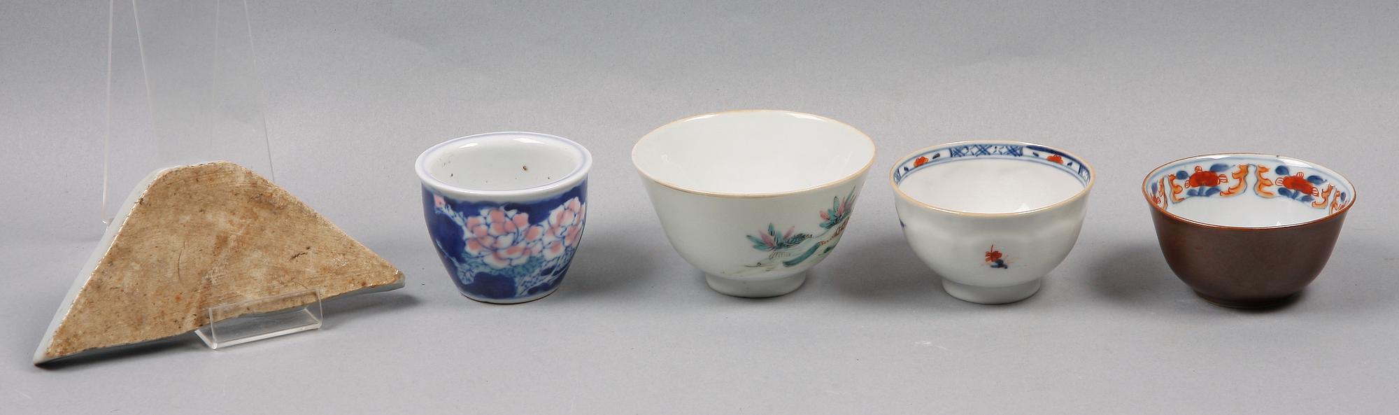 SKÅLAR, 5 st, porslin, Kina, 1700-1900-tal.