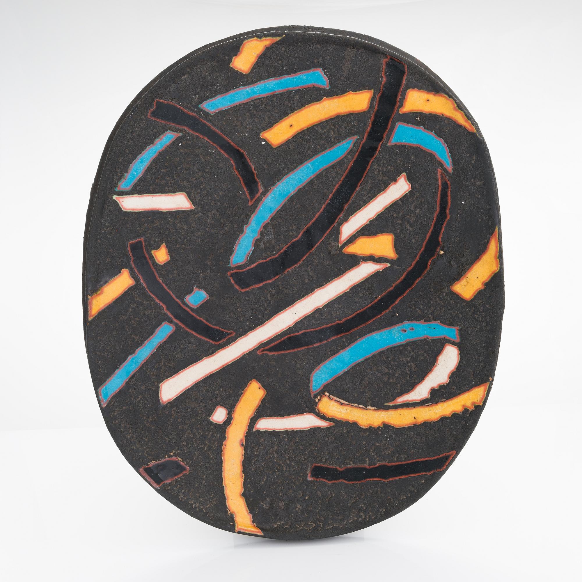Jun Kaneko, dekorationsfat, stengods, signerad Kaneko Arabia.