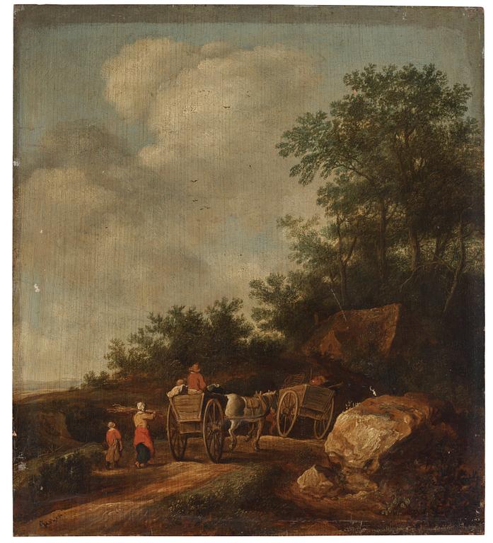 Pieter de Molijn (Molyn) Attributed to, Landscape with travellers.