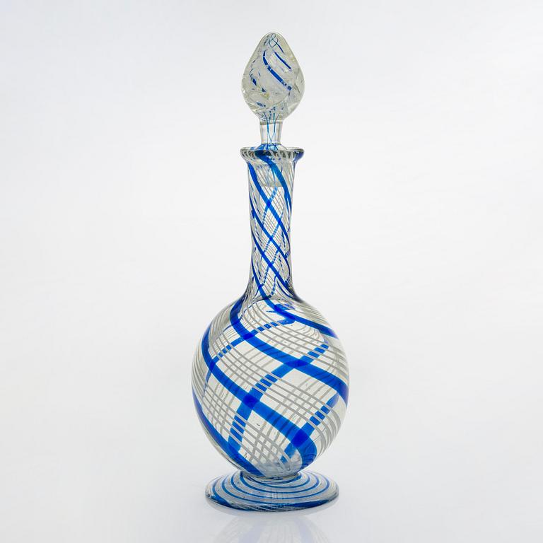 A ca 1860s filigree glass decanter from Nuutajärvi Finland.