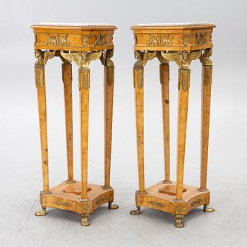 Pedestals, a pair, Empire style, around the year 2000.