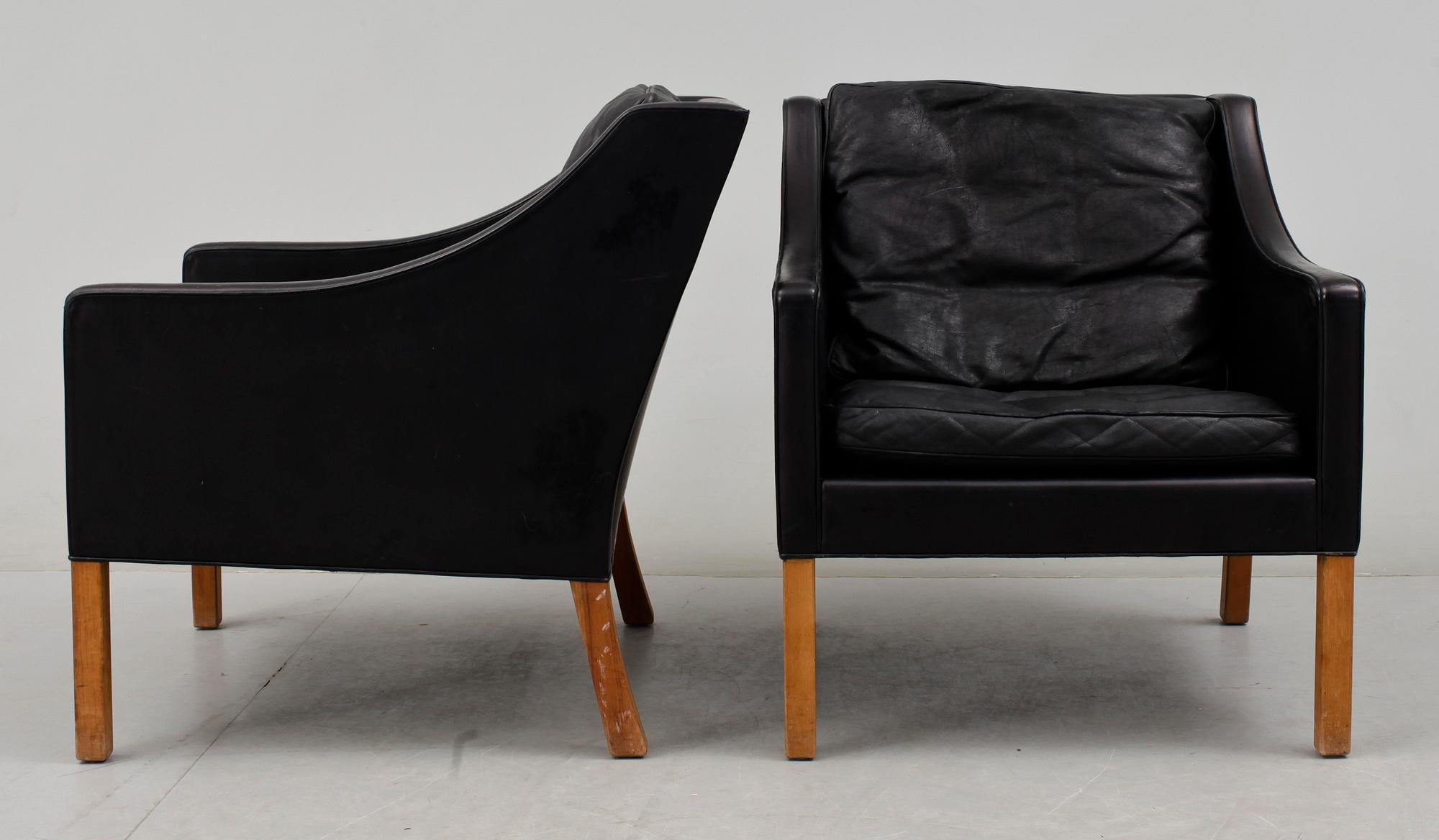 FÅTÖLJER, ett par, "2207", Börge Mogensen, Fredricia stolefabrik, 1900-talets slut.