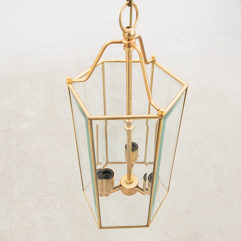 Ceiling lamp gilded with 24K gold, late 20th century, Italy, known as Bellman lantern.