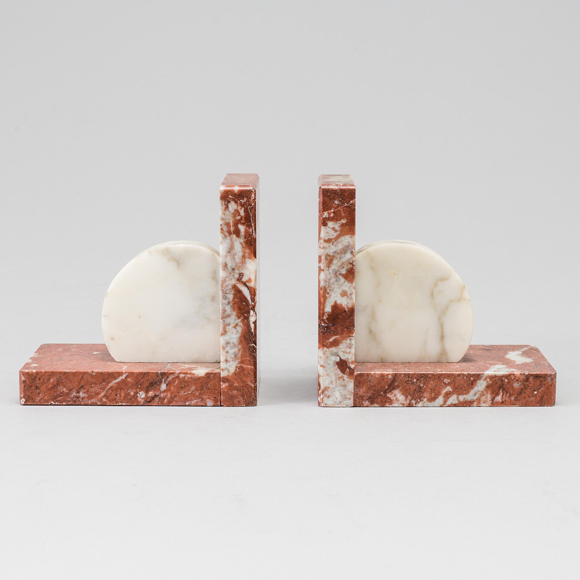 A pair of art déco marble book ends.
