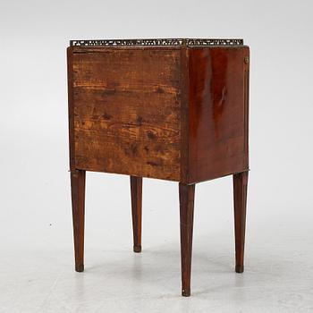 A late Gustavian mahogany-veneered chamberpot cupboard, late 18th century.