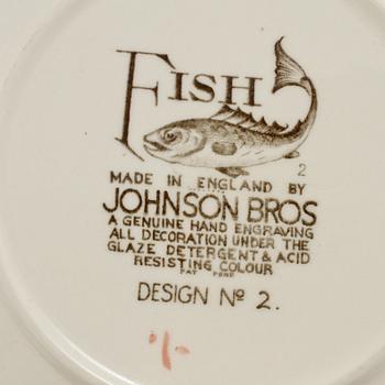 SERVISDELAR, 15 delar, "Fish" Johnson Bros. England. 1900-talets slut.