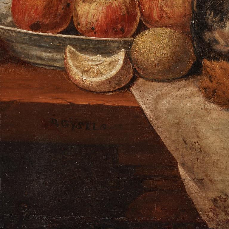 Philips Gysels Attributed to, Still life with birds and fruits.