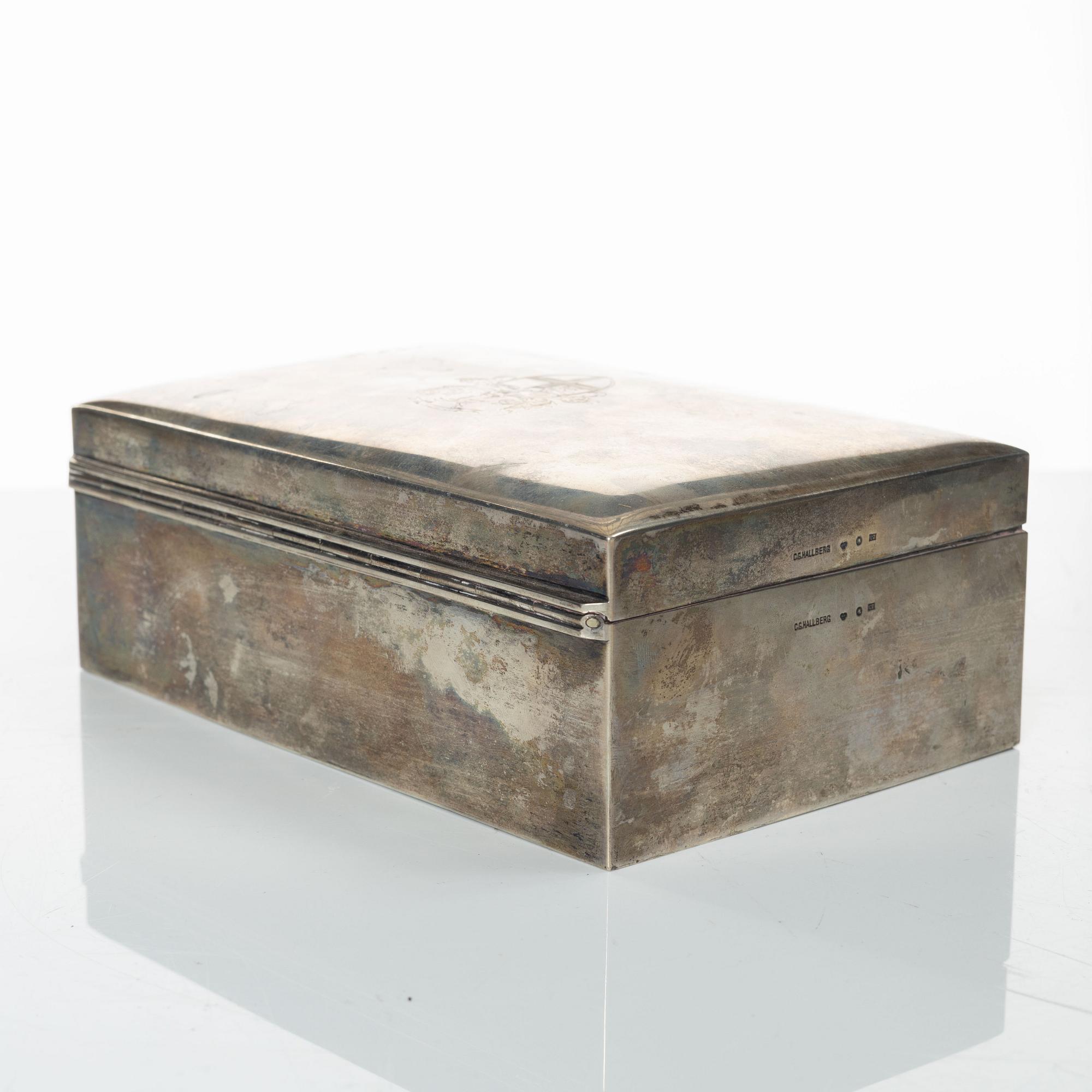 CG Hallberg, cigarrskrin, silver, Stockholm 1905.