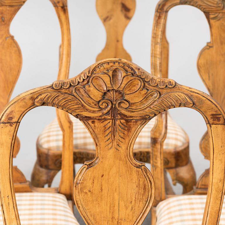 An assembled suite of ten rococo chairs, Western Sweden, later part 18th century.