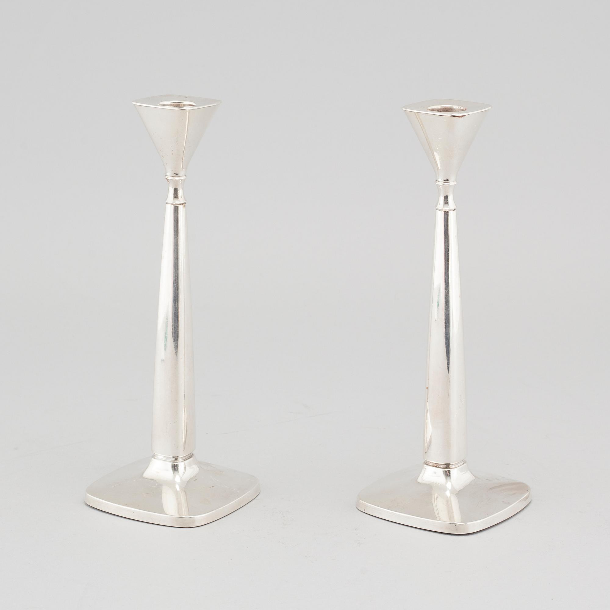 TORE ELDH, ljusstakar, ett par, silver, K&Ec, Göteborg, 1970.