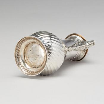 Jacob Marsh troligen, chokladkanna, silver, London 1759.