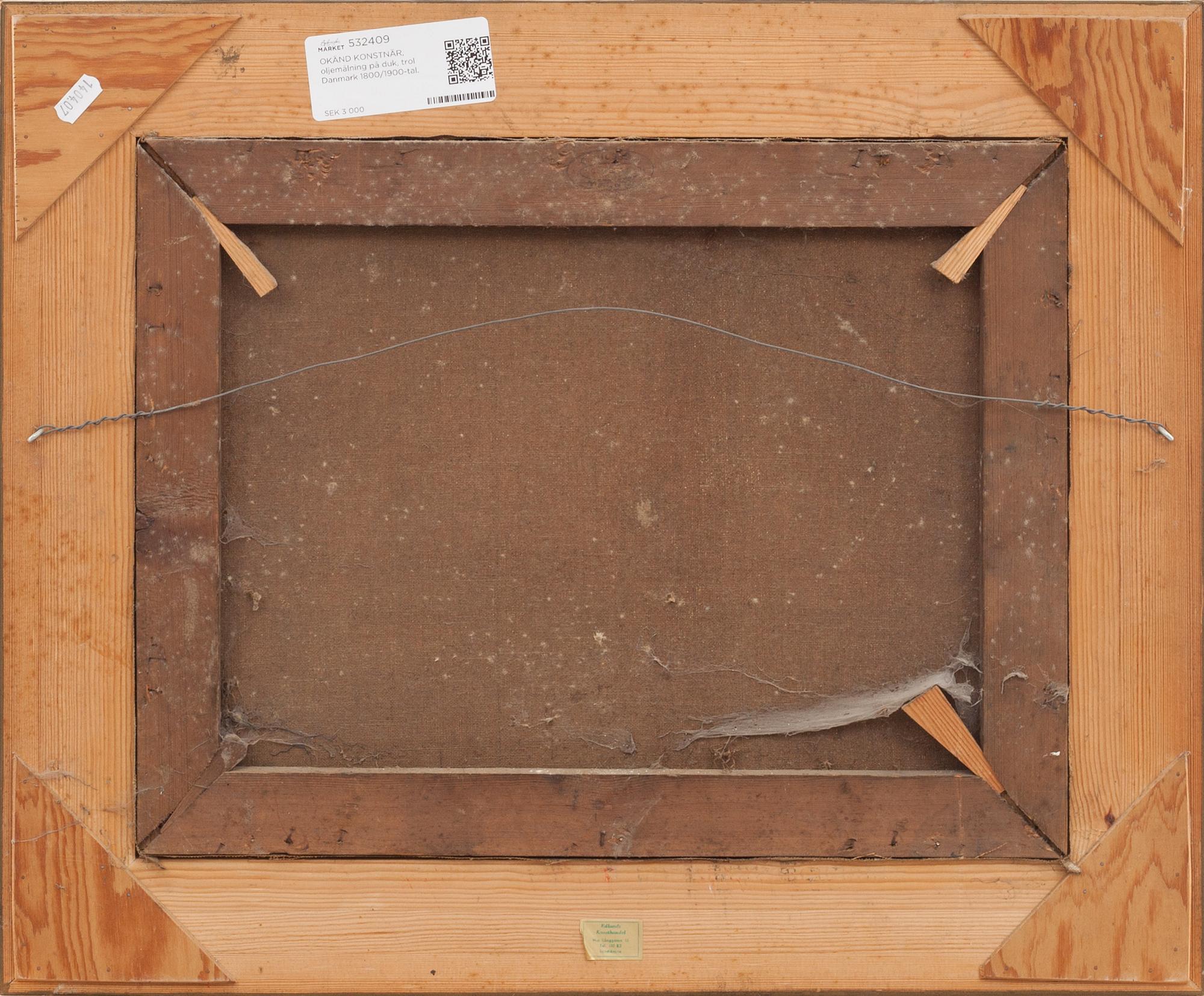 OKÄND KONSTNÄR, oljemålning på duk, trol Danmark 1800-tal.