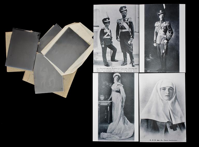 FOTONEGATIV MED FOTOAVDRAG, 4 st, Ryssland, troligen tidigt 1900-tal.