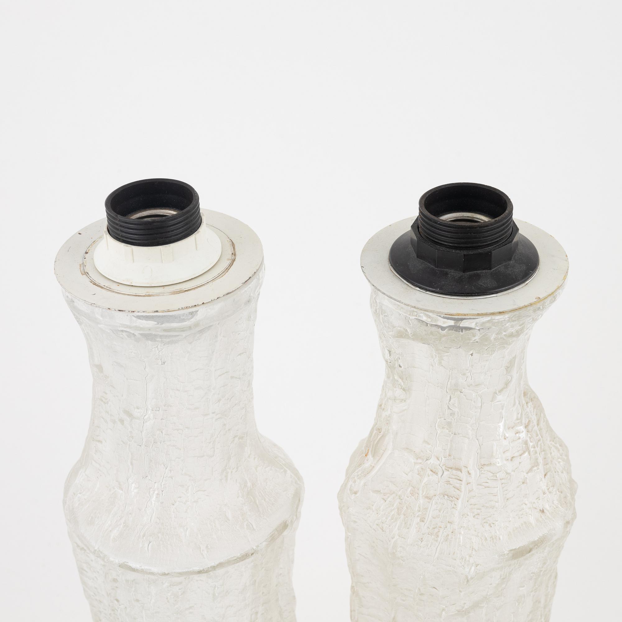 Timo Sarpaneva, bordslampor, ett par, glas, Iittala för Luxus, Sverige, 1960-tal.