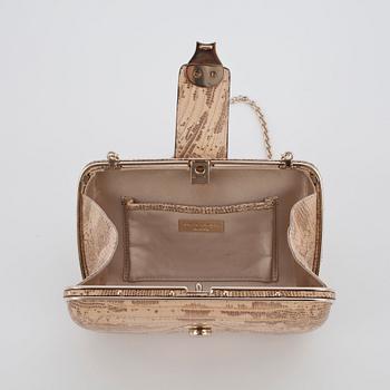 RALPH LAUREN, a beige leather, most likely snakeskin, clutch.