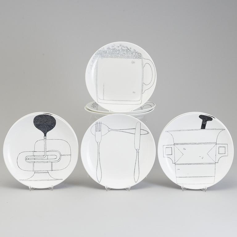 STIG LINDBERG, "Restaurangtallrikar", 8 st, porslin, Gustavsberg, 1970/71.