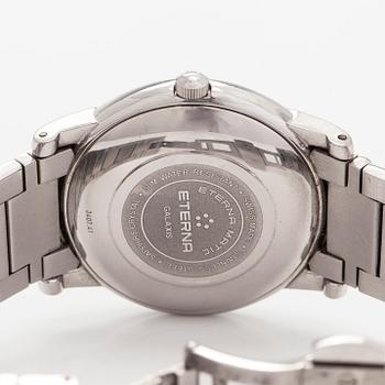 Eterna-matic, Galaxis, 38 mm, wristwatch, steel, automatic, sapphire crystal, circa 2000.