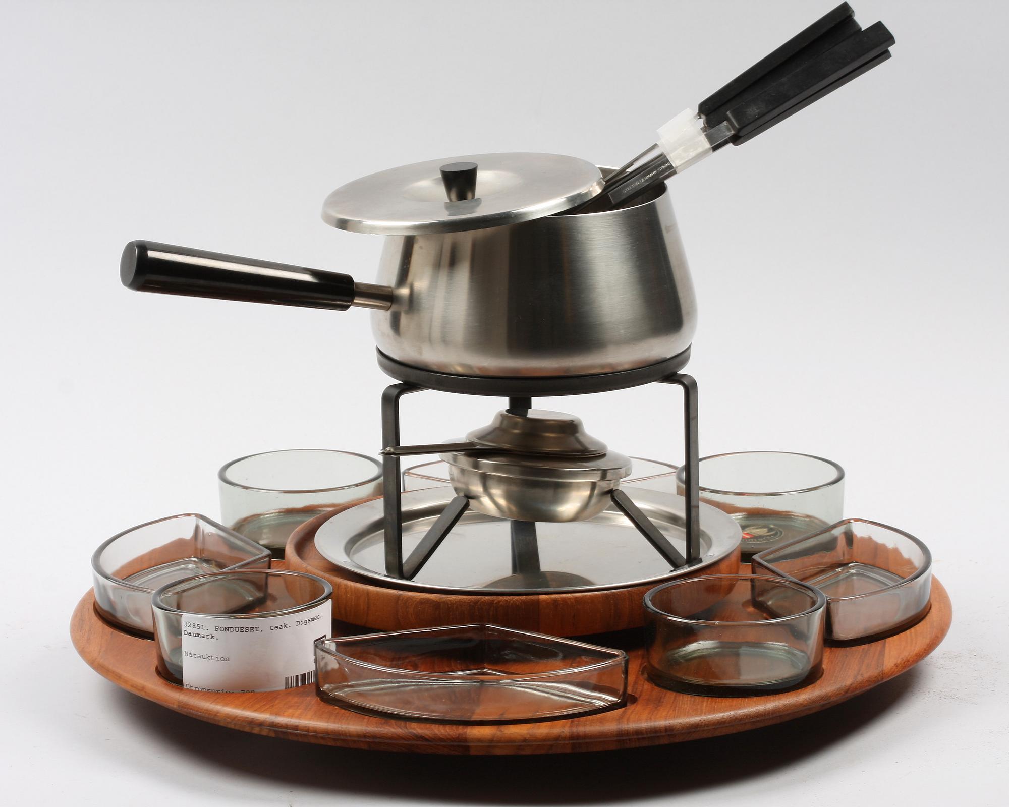 FONDUESET, teak. Digsmed, Danmark.