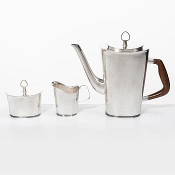 A three piece silver coffee-set, design Vera Ferngren, Guldsmedsaktiebolaget, Stockholm, Sweden 1964-1967.