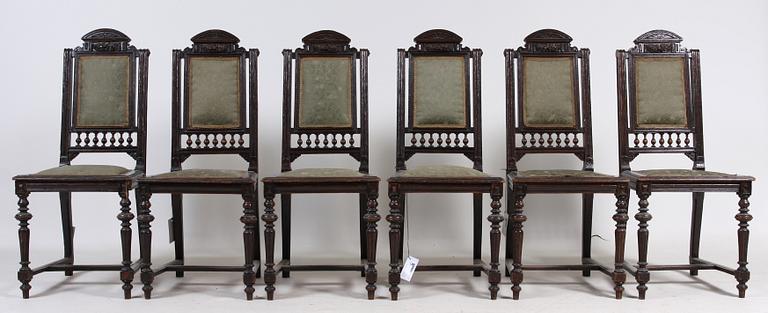 STOLAR, 6 st, nyrenässans, 1800/1900-tal.