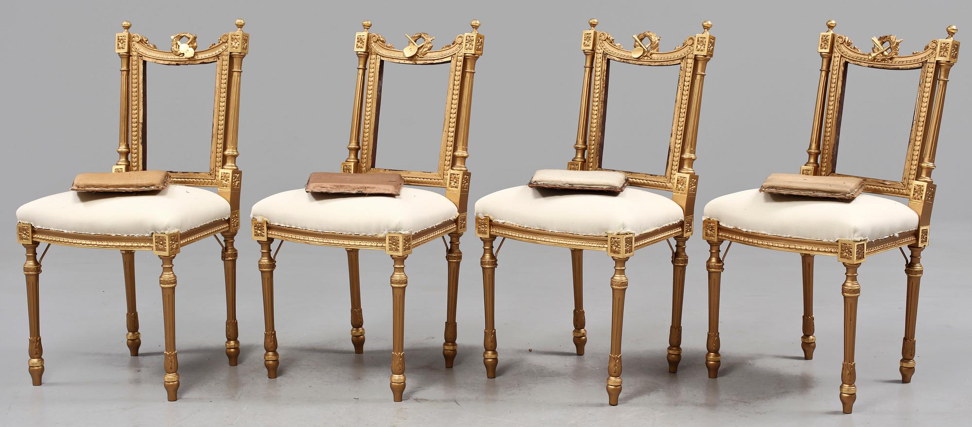 SALONGSGRUPP, 8 delar, Louis XVI-stil, 1900-talets första hälft.