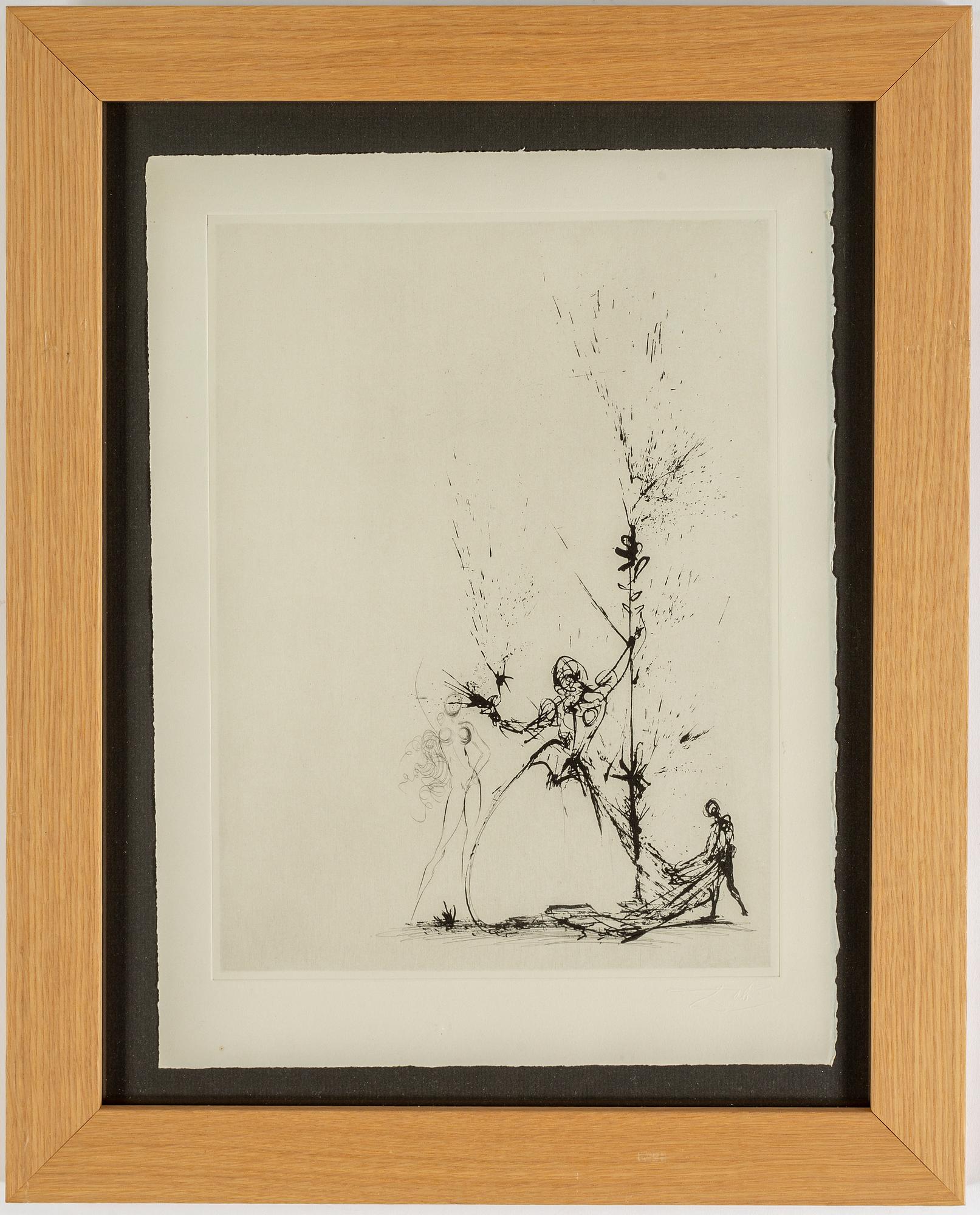 SALVADOR DALI, etching and drypint, 1968, Dali blindstamp.