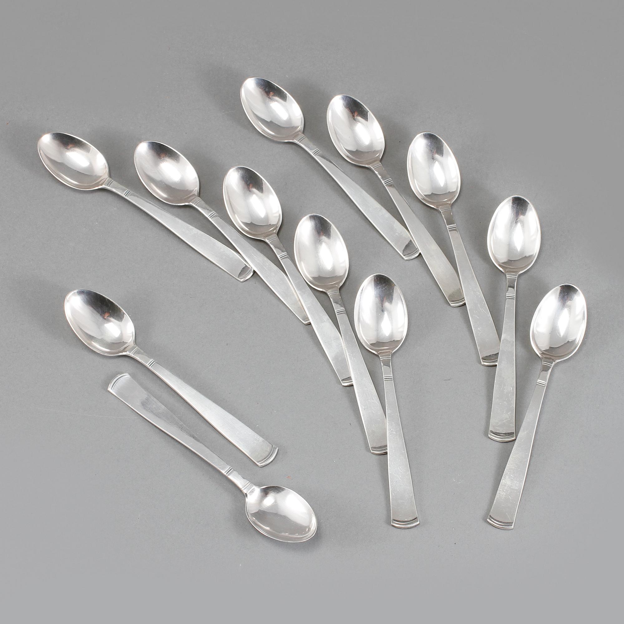 KAFFESKEDAR, 12 st, silver, GAB, Stockholm, 1968, vikt 197 g.