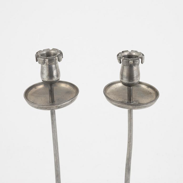 Josef Frank, a pair of pewter candlesticks, Firma Svenskt Tenn, Stockholm 1956.