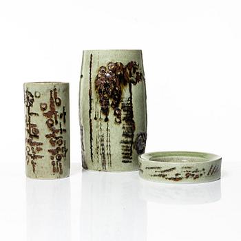 Carl-Harry Stålhane, two stoneware vases and a bowl. Rörstrand.