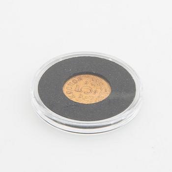 Guldmynt Sverige, Oscar II 5 kr, 1881.