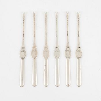 W.A. Bolin, lobster forks, set of 6, silver, Stockholm 1940.