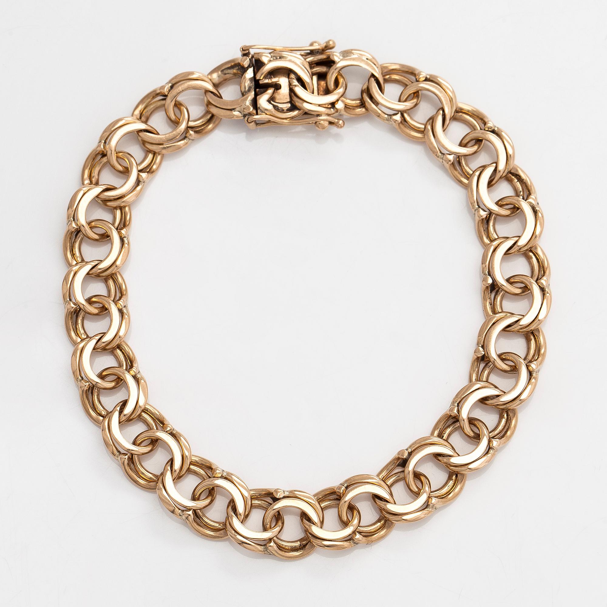 A 14K gold bismarck link bracelet, Lauri Suninmäki, Helsinki 1968.