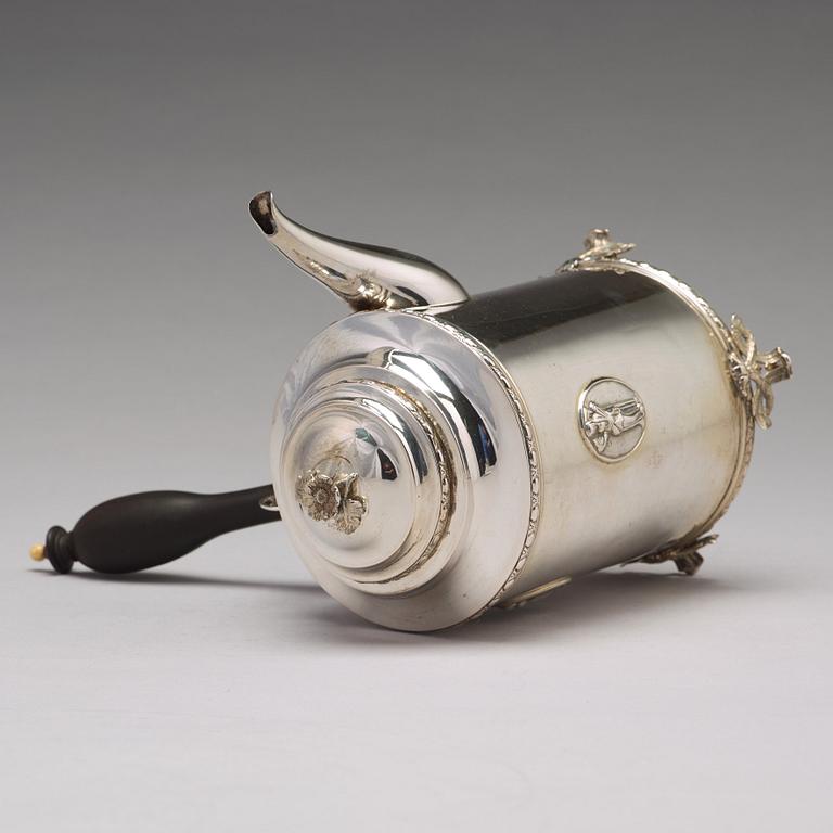 Johan Schvart, kaffekanna/cylinderkanna, silver, Karlskrona 1791. Gustaviansk.
