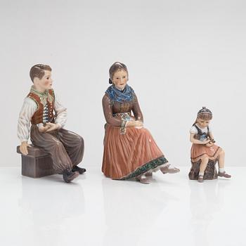 Dahl Jensen, figuriner, 3 st, porslin, Danmark, 1900-talets mitt.