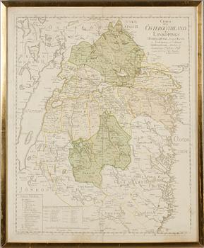 KARTA, kopparstick, Östergötland, Nils Marelius 1779.